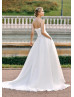 Strapless Ivory Satin Organza Wedding Dress With Pockets